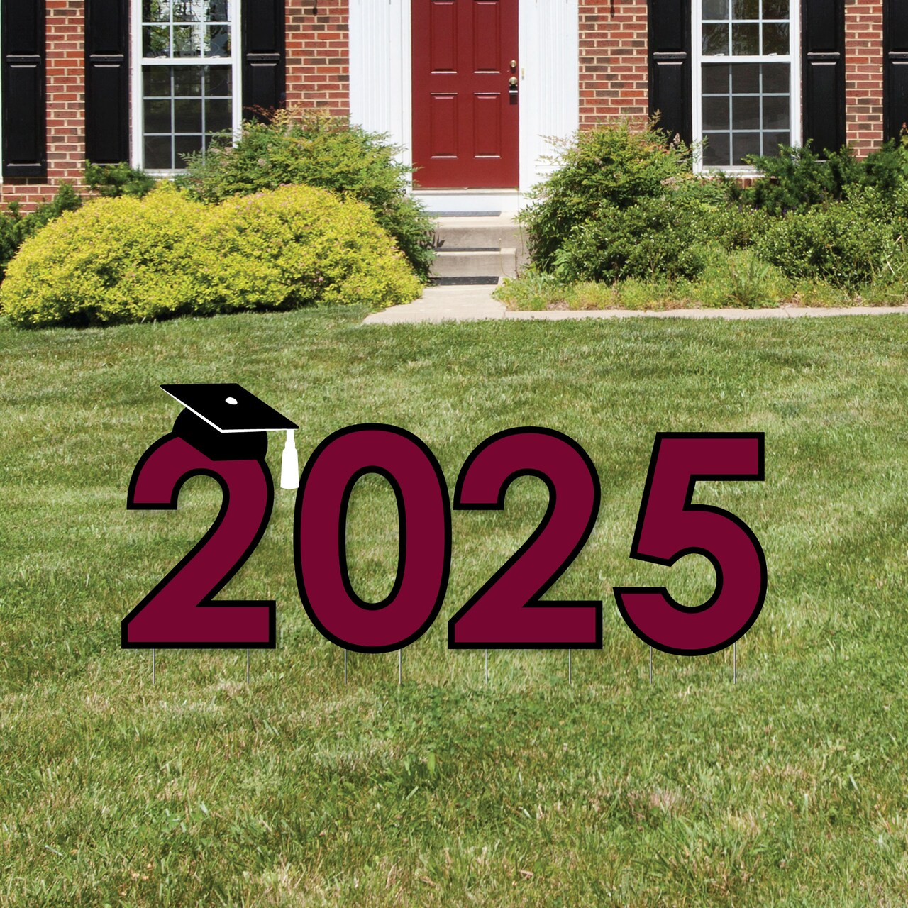 Big Dot of Happiness Maroon 2025 Graduation Party Yard Signs - Outdoor Lawn Decorations - 2025